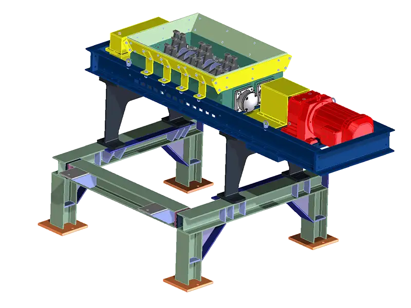 3D-Modell eines industriellen Brechers der Maschinenbau Wüst GmbH zur Zerkleinerung von Materialien
